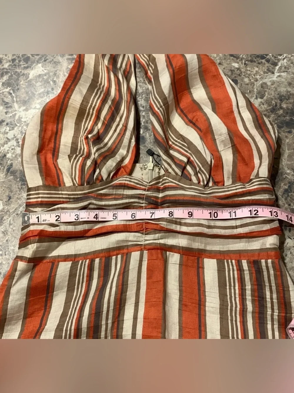 DISSH Striped Halter Maxi Dress in Cream & Tan, orange - Picture 6 of 11